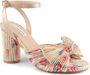 Zzheels Women's Bow Knot Heeled Sandals Open Toe High Block Ankle Strap Chunky Heels Bride Wedding Shoes